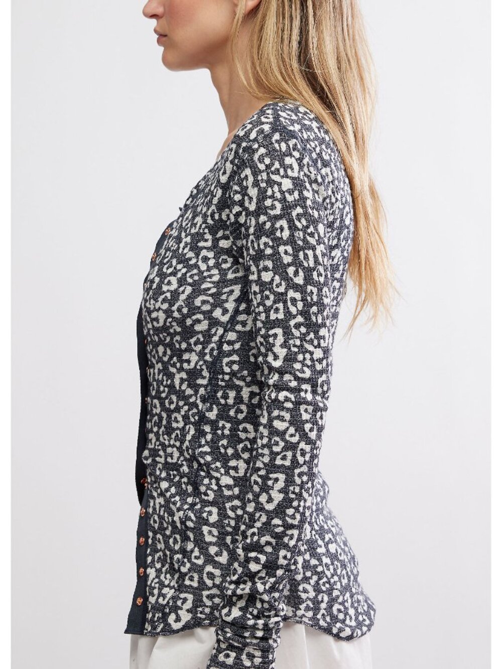 FREE PEOPLE Going Places Printed Cardi / Charcoal Combo - Picture 4 of 5
